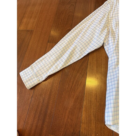Johnston & Murphy Dress Shirt Mens XL White Multicolor Plaid Check Button Front - Picture 5 of 15